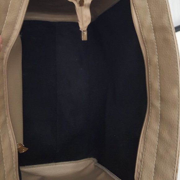 Women's MICHAEL KORS Large Luggage Beige Leather Satchel Bag Tote Handbag - Picture 11 of 16